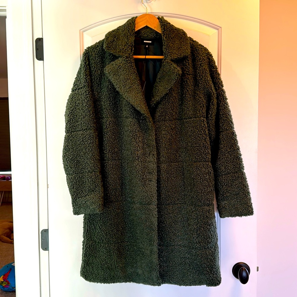 Monrow Dark Green Teddy coat size XS